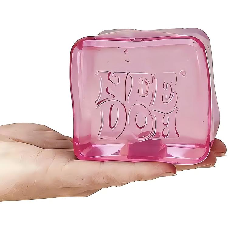 NeeDoh Nice Berg Sensory Squeeze Toy - Giant 2.25'' Pink Nice Cube with Super Solid Squish, Satisfying Square Shaped Sensory Toy, Children Ages 3+(1 Pack)