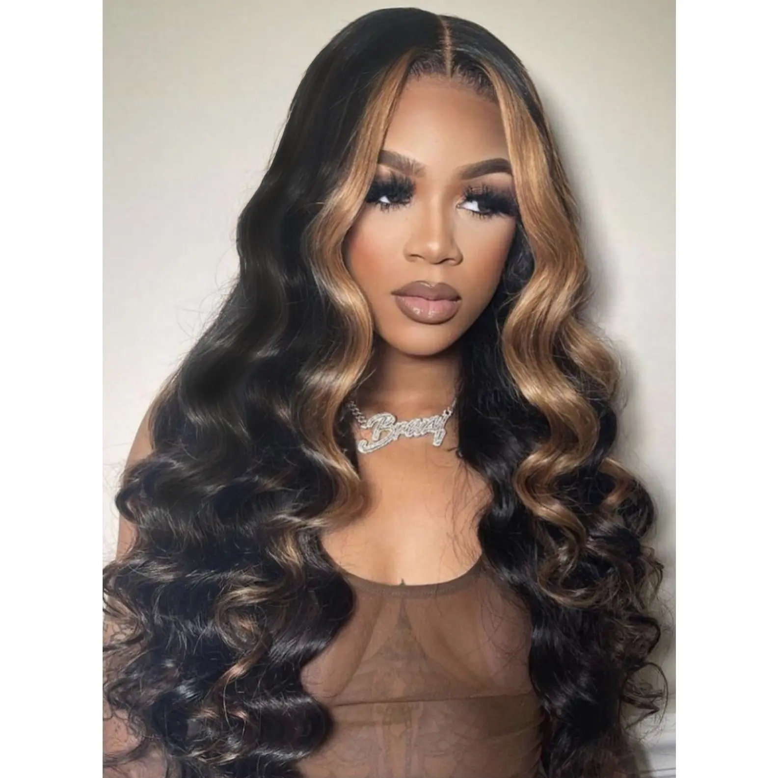 KEPHARE Wear and Go Glueless Wigs 100% Human Hair Body Wave With Honey Blonde Highlights 5x5 HD Lace Pre Plucked Pre Cut Lace Closure Wigs for Black Women 180% Density Natural Black With Skunk Stripe KEPHARE HAIR