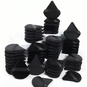 50 Velvet Triangle Powder Puffs, Reusable Makeup Sponges, Dry & Wet Use, Suitable for Foundation, Creams, Air Cushion, Cosmetics, Face Makeup Tools