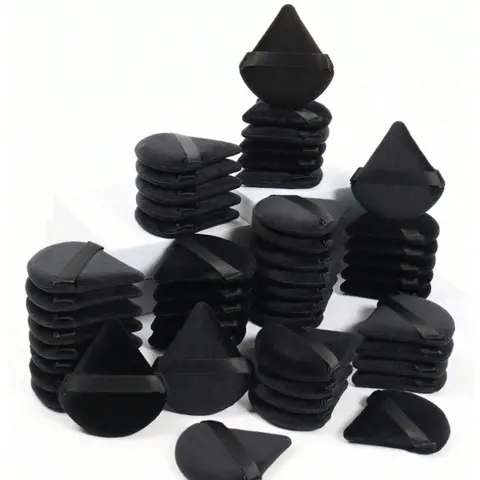 50 Velvet Triangle Powder Puff Set, Makeup Puffs, Reusable Beauty Puff Makeup Sponges for Dry and Wet Use, Suitable for Foundation, Creams, Cushion and Face Makeup Application