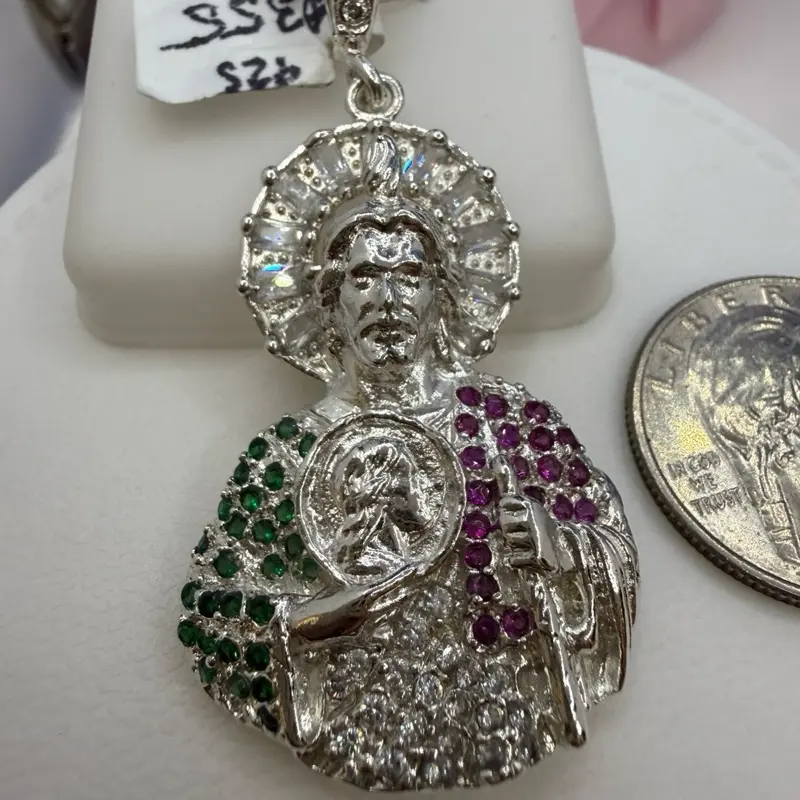 925 sterling silver pendant high quality solid Mexican silver cubic zirconia stones elegant)) dije de plata Mexicana Alta calidad solido piedras finas de zirconia Alta calidad