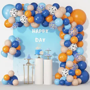 121Pcs Blue Birthday Party Supplies Balloons Garland Kit, Blush Nude Blue Orange Dog Paw Balloons Arch Bone Balloon for Boys Girls Baby Shower Blue Theme Birthday Party Decorations