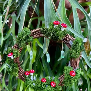 Cottagecore Crystal Mushroom Fairy Wreath