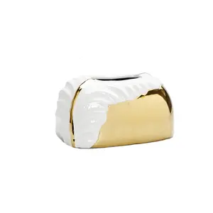 White & Gold Tissue Holder