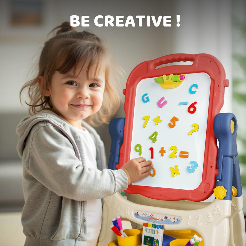 【3 COLOURS USE SAME PACKAGE】Joyooss Kids Easel, Adjustable Standing Art Easel for Toddler, Double Magnetic Drawing Board with Painting Accessories, Birthday Christmas Gift for Little Boys and Girls, Middle Size Blue