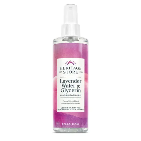 Heritage Store Lavender-Rosewater & Glycerin Gentle Calming Hydrating Facial Mist Moisturizer, 8 fl oz Sustainable Bottle - Alcohol-Free, All Skin Types, Nighttime Skincare Stress Relief (Beauty & Personal Care)