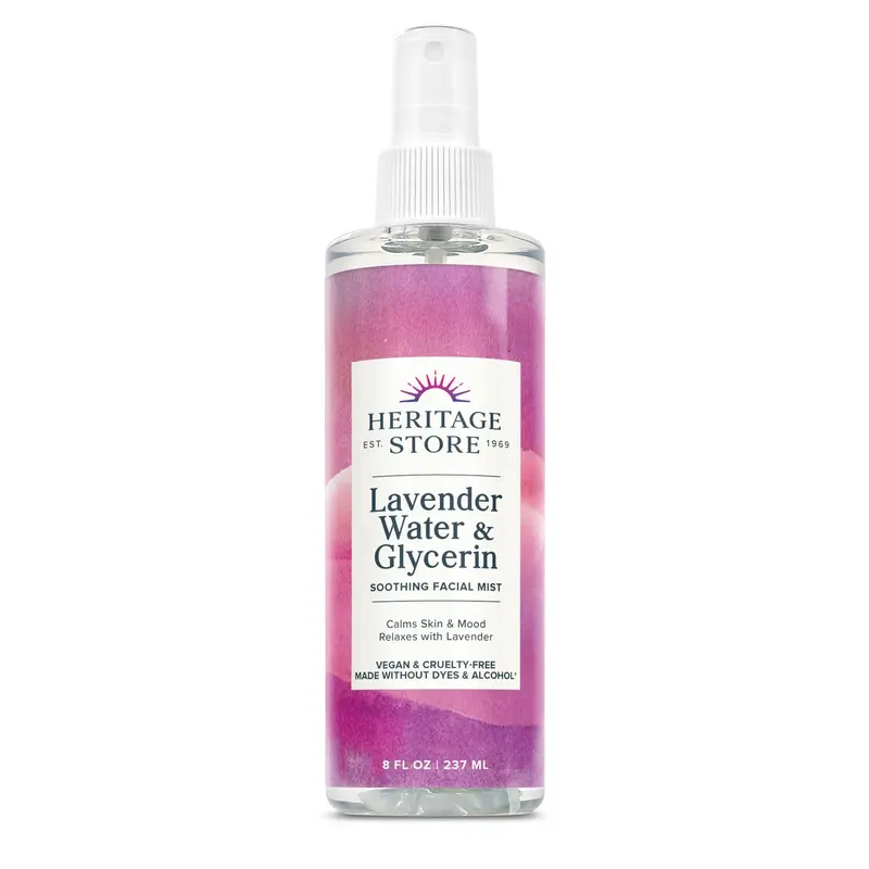 Heritage Store Lavender-Rosewater & Glycerin Gentle Calming Hydrating Facial Mist Moisturizer, 8 fl oz Sustainable Bottle - Alcohol-Free, All Skin Types, Nighttime Skincare Stress Relief (Beauty & Personal Care)