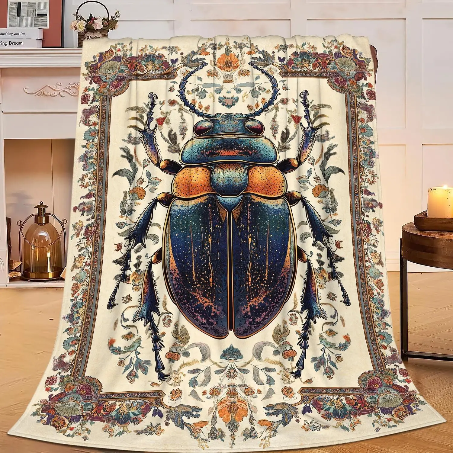 Beetle Blanket Beetle Decor Animal Print Throw Blanket Gifts for Girls Boys Super Warm Soft Plush Lightweight Flannel Winter Couch Bedding Blankets for Kids Adults Women Men
