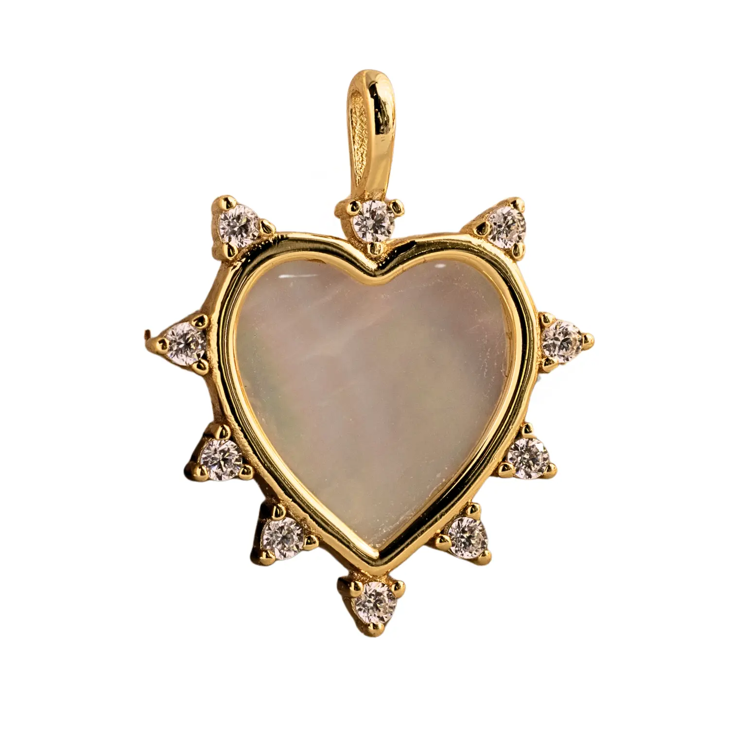 K. Pave Pearl Heart Charm