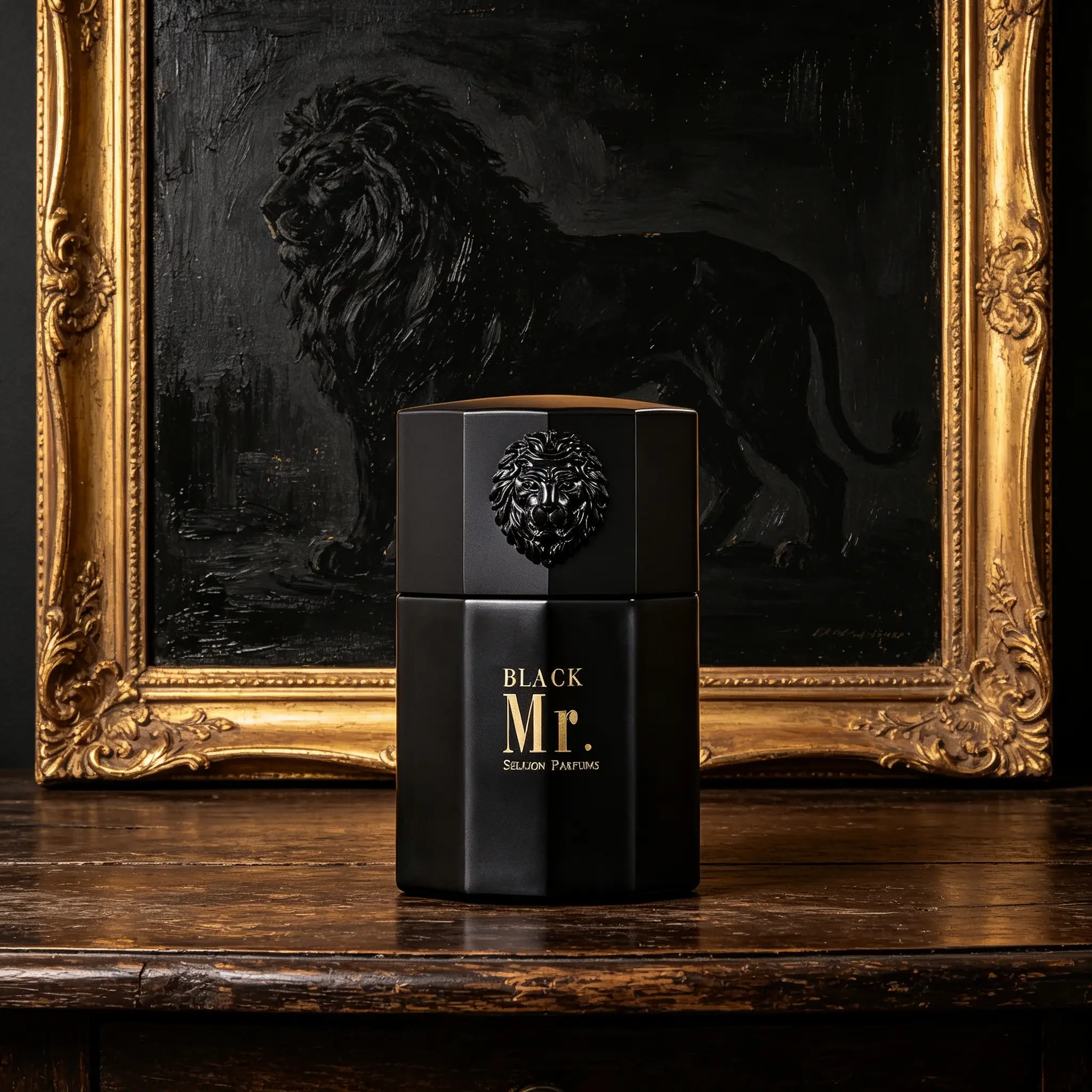 Selion Parfums Black Mr. Luxury Regular Edition Men’s Cologne - Noir, Ultra-Luxe Adults’ Spicy Long-Lasting Fragrance with Bold Black Lion Emblem (Premium Scent)