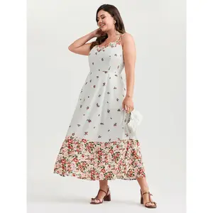 BLOOMCHIC Plus Size Cable Knit Floral Shirred Back Midi Dress [M-6X]2026 Summer Vibes Swimweek