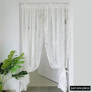 Solid Color Lace Door Curtain, 1 Count Modern Simple Soft Comfortable Lace Door Curtain, Door Decorative Curtain, Room Decor Curtain, Home Decoration Supplies