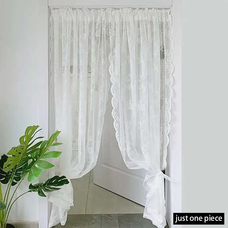 Solid Color Lace Door Curtain, Curtain for Doorway, 1 Count Modern Simple Soft Comfortable Lace Door Curtain, Door Decorative Curtain, Room Decor Curtain, Home Decoration Supplies, Curtains And Nettings