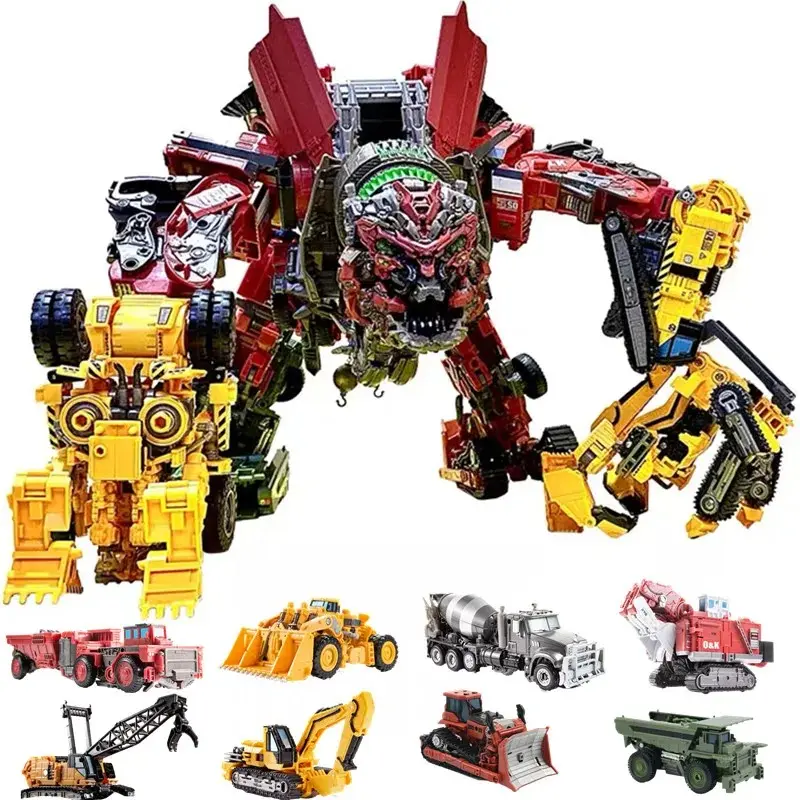 AOYI Cool 8 IN 1 Oversize Devastator Toys Boy Anime Hook Action Figures Robot Car Engineering  Vehicle Model Kids