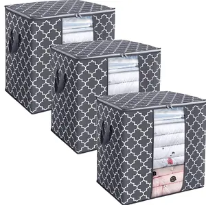 Large Storage Bag Organizer for Blankets & Clothing — Storage Container for Duvets and Bedding Features Reinforced Handles Foldable Design Transparent Window and Sturdy Zippers