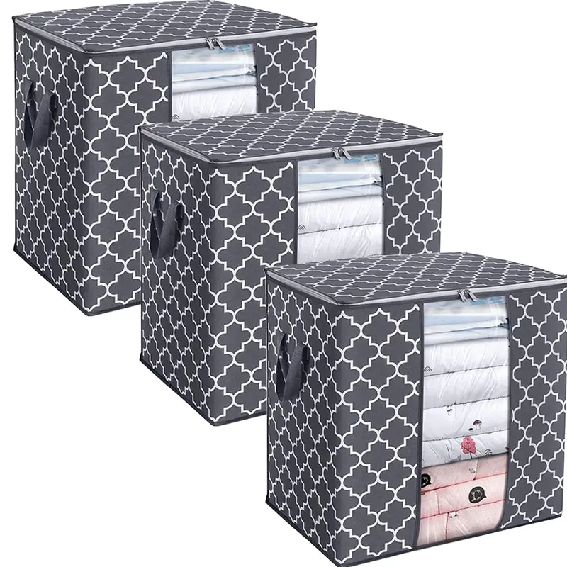 Large Storage Bag Organizer for Blankets & Clothing — Storage Container for Duvets and Bedding Features Reinforced Handles Foldable Design Transparent Window and Sturdy Zippers