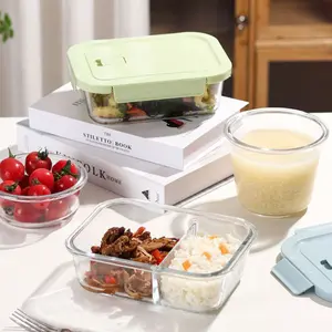 Glass Meal Prep Container for Office Workers, Microwave Safe Bowl, Sealed Lunch Box with Lid, Food Storage Bento Box