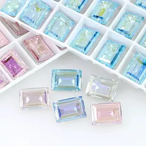 Rectangle Luxe High Quality Pointed Back K9 Crystal Nail Art Accessories Sparkling Rhinestone DIY Decoration