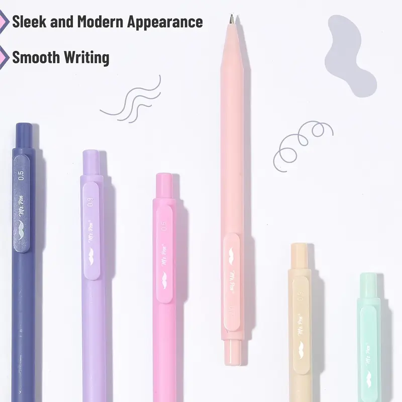 Mr. Pen Pastel Mechanical Pencil Assortment Kit - 6 Pencils, 3 Sizes (0.5mm/0.7mm/0.9mm), Lead Refills, Erasers, Aesthetic Design, Classroom Supplies, School Supplies Haul, Study Stationery for Students (Consistent Clean Lines)