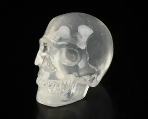 2.0" Milky Quartz Carved Crystal Skull, Realistic