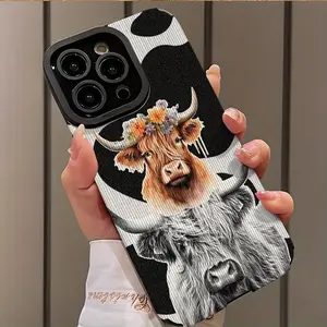 Cow Head Pattern Phone Case, Shockproof Phone Protective Cover, Phone Accessory Compatible with Smartphone iPhone 16 15 14 13 12 11 Plus Pro Max, Casing