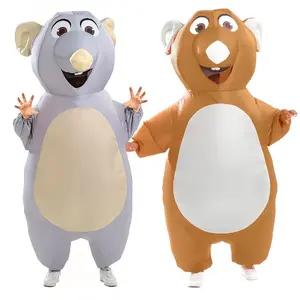 Adult inflatable rat costume — funny Halloween party inflatable rat cosplay set; a party essential and mood setter Grey Mouse