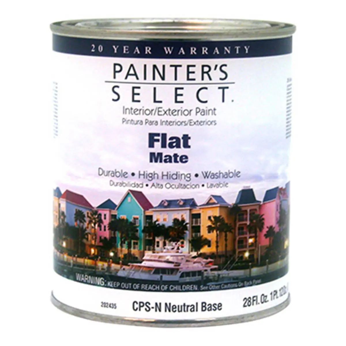 True Value Manufacturing  CPSN Painters Select Quart Neutral Base Interior Exterior Flat Acrylic Latex Paint, Quick Drying