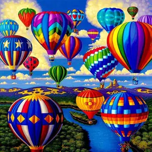 5D DIY Full Drill Round Diamond Painting - Diamond Art Kit Colorful Hot Air Balloons Mosaic, Canvas - DIY Home Decor, Wall Art, Suitable for Halloween and Christmas, Birthdays and Anniversary Gifts, Diamond Painting Kits