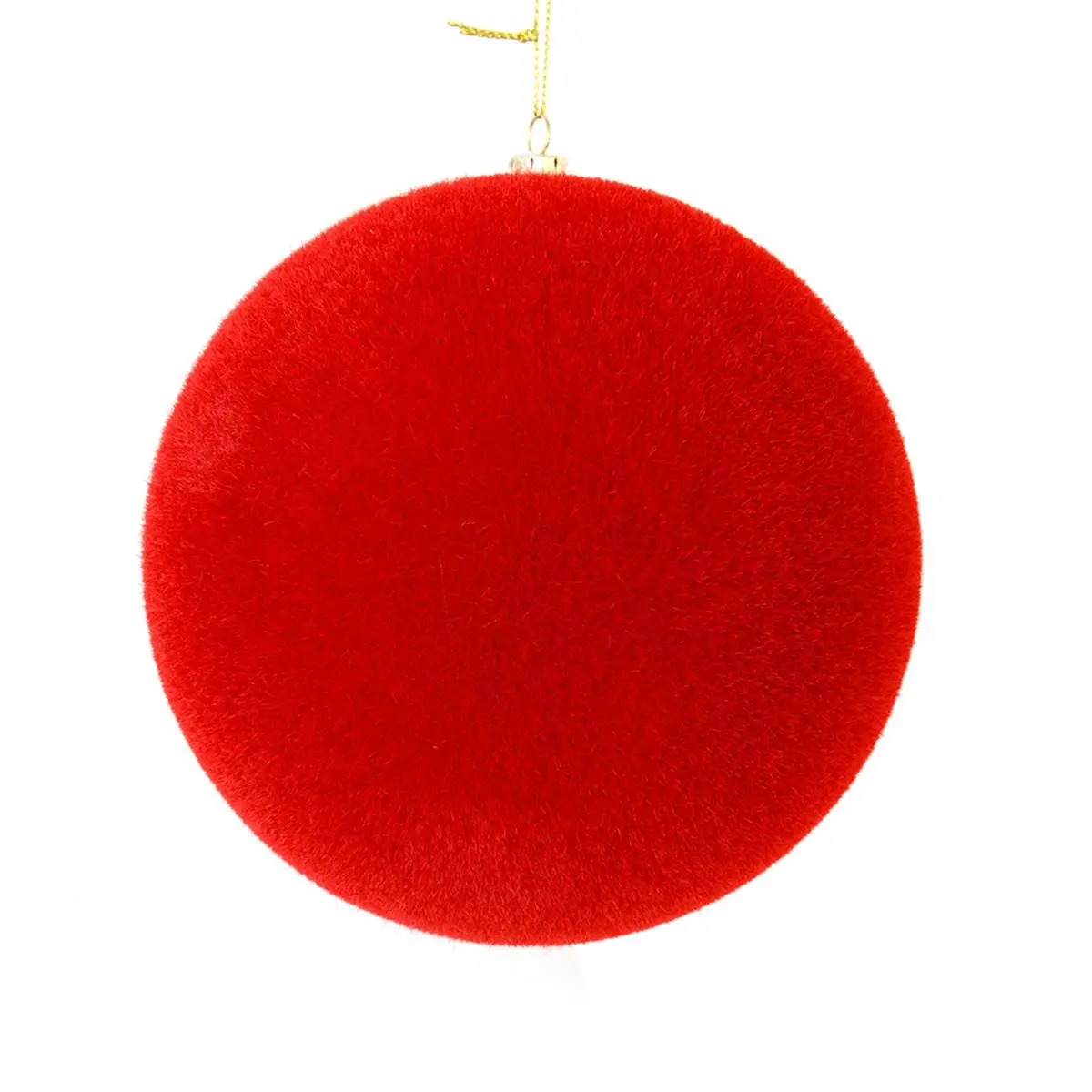 212 MAIN 8 in. Modern Red Flocked Textured Plastic Christmas Ball Ornament, Colored Balls Christmas Decor for Festive Home & Holiday Decorations