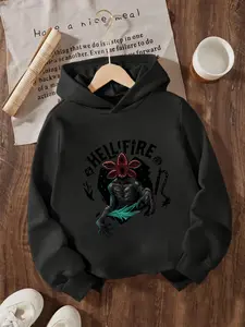 New Spring And Autumn Children's Clothing, Boys And Girls' Creative Hooded Sweatshirts,Stranger Things Hellfire Club Demon Demogorgon Printed Shirts. Trendy,Casual, Fashionable, Unique Daily Wear Versatile And Suitable For All Occasions.Ideal Gift Choice
