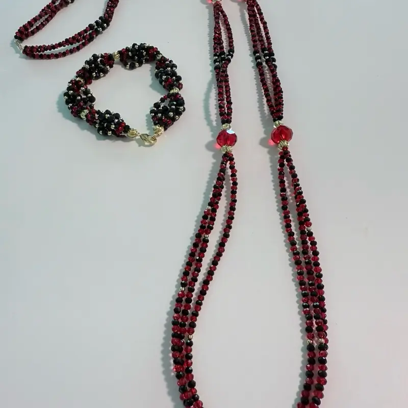 Elegant and Simple Collares de Elegua - Red Beads with Red Accents and Decorative Elements