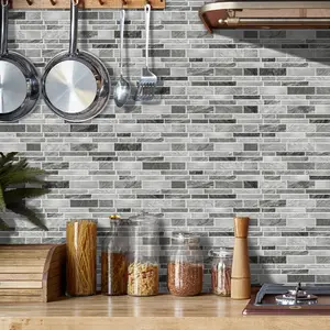 Self-Adhesive Faux Marble Ceramic Tile Decorative Wall Decals, Peel & Stick Instantly, Waterproof & Stain-Resistant, 36-Piece Set, Kitchen Bathroom Decor