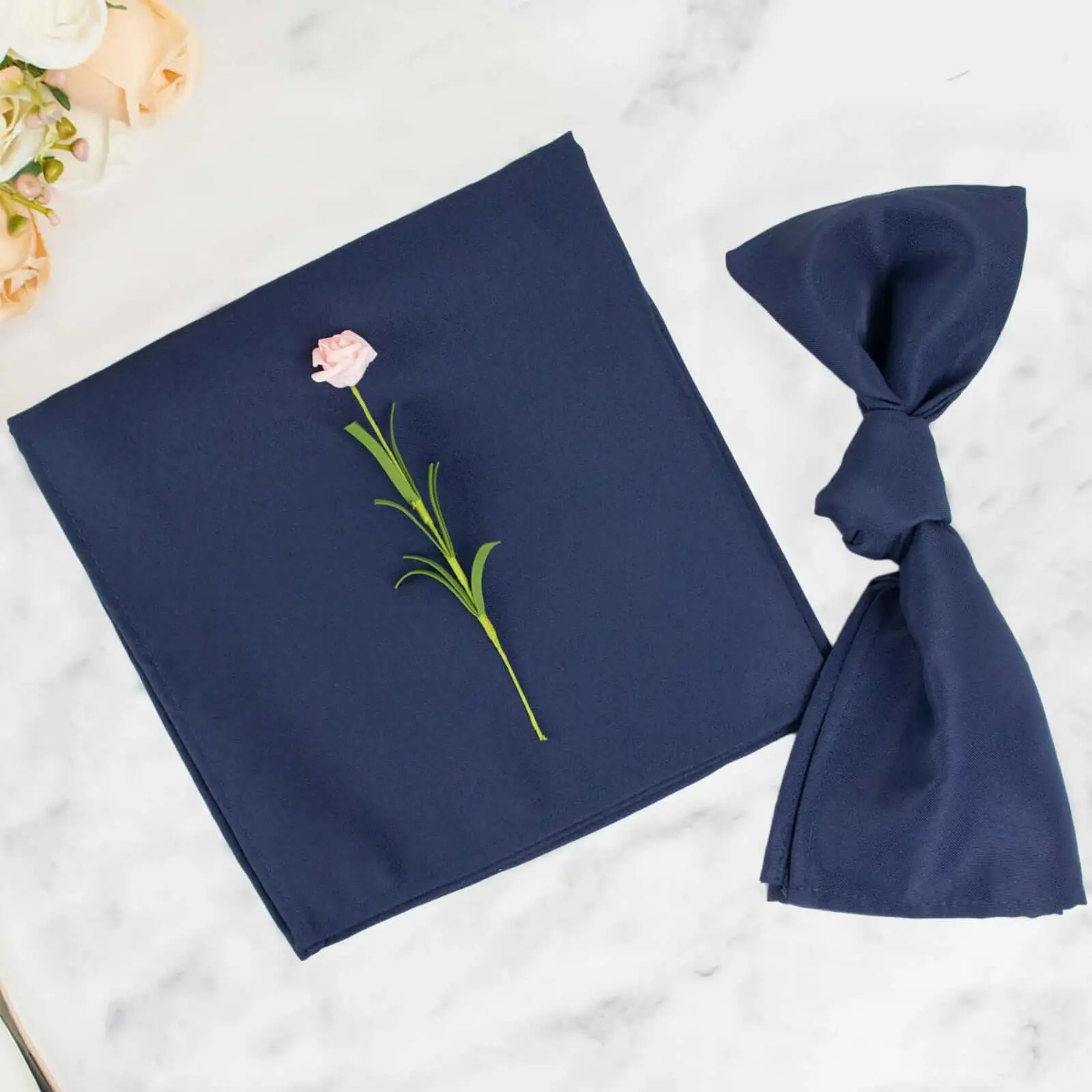 Navy Blue Premium Polyester Square Dinner Napkins (5 Pack, 20"x20") - Wrinkle-Resistant, Durable Tableware Napkins for Wedding Party Table, Holiday Dinnerware Sets, Square Napkin