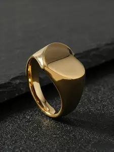 1pc Stylish, Minimalist Gold-Tone Stainless Steel Heart-Shaped Ring: Heart Signet Ring, Unique Design, Unisex, Perfect for Casual Wear and Parties, Fade-Resistant