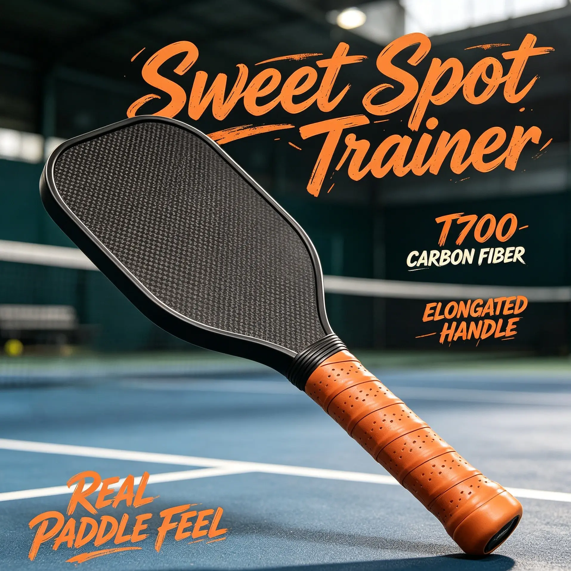 Sweet Spot Trainer Pickleball Paddle - Carbon Fiber Surface, Elongated Handle, Polypropylene Core for Accurate Swing Training & Solid Contact with Real Paddle Feel