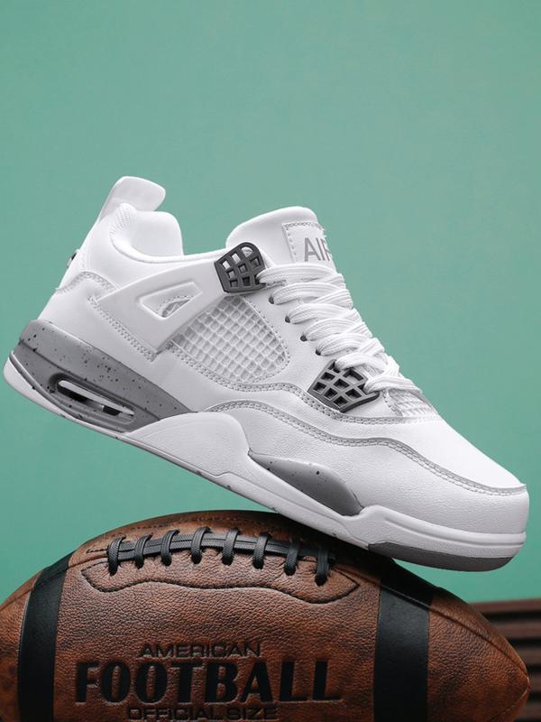 Breathable Leather Mesh Sport Shoes, Shock Absorption, Anti-Slip Sole, Unisex Basketball Shoes, Outdoor & Skateboarding Shoes