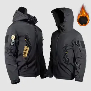Autumn and Winter Men's Jacket - Multi-Pocket Hooded Jacket, Outdoor Tactical Workwear, Warm, Windproof, Durable, Suitable for Studio  Sports Clothing casual coat long-sleeved Athletic Outerwear winter outfits cold weather outfits jackets for winter