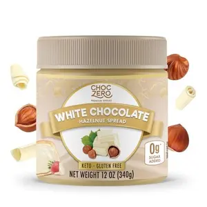 ChocZero Keto White Chocolate Hazelnut Spread - Keto Friendly, No Sugar Added, Best Low Carb Dessert, Perfect Topping for Breakfast, Naturally Sweetened with Monk Fruit (1 jar, 12 oz)