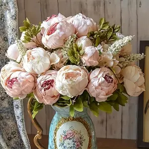 Artificial Peony Flower Bouquet - Single Stem Romantic Faux Flowers for Wedding, Spring/Summer Decoration Home Decor, and Party Arrangements.