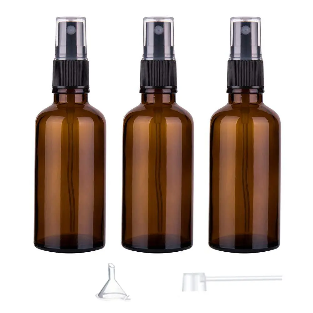 1oz Amber Glass Spray Bottles for Essential Oils, SmallEmpty Spray Bottle, Fine Mist Spray, Set of 3, Perfume Refill Bottle, Reusable Glass Bottle, Travel Bottles, Refillable Bottle