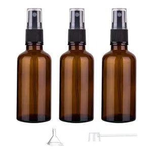 1oz Amber Glass Spray Bottles for Essential Oils, SmallEmpty Spray Bottle, Fine Mist Spray, Set of 3, Perfume Refill Bottle, Reusable Glass Bottle