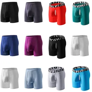Men's 3pcs/ 4pcs/ 5pcs boxer briefs with separate pouches - Quick-dry breathable sports underwear, anti-chafing long leggings for gym & running