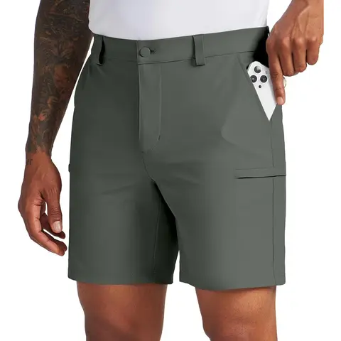 Willit Men's 7" High Performance Flex Cargo Shorts with Back Pocket & Button, Quick-Dry Breathable Stretch Active Wear Shorts for Hiking, Athletic Use - Cold Wash Compatible