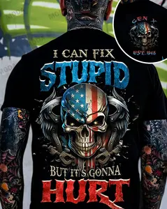 Chaosmoda Generation X I Can Fix Stupid  Custom Year Skull T-shirt