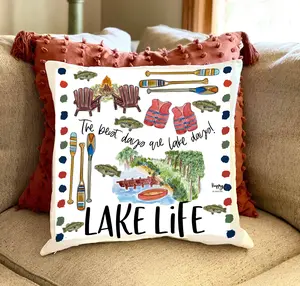 Collage Style Lake Double Sided Pillow