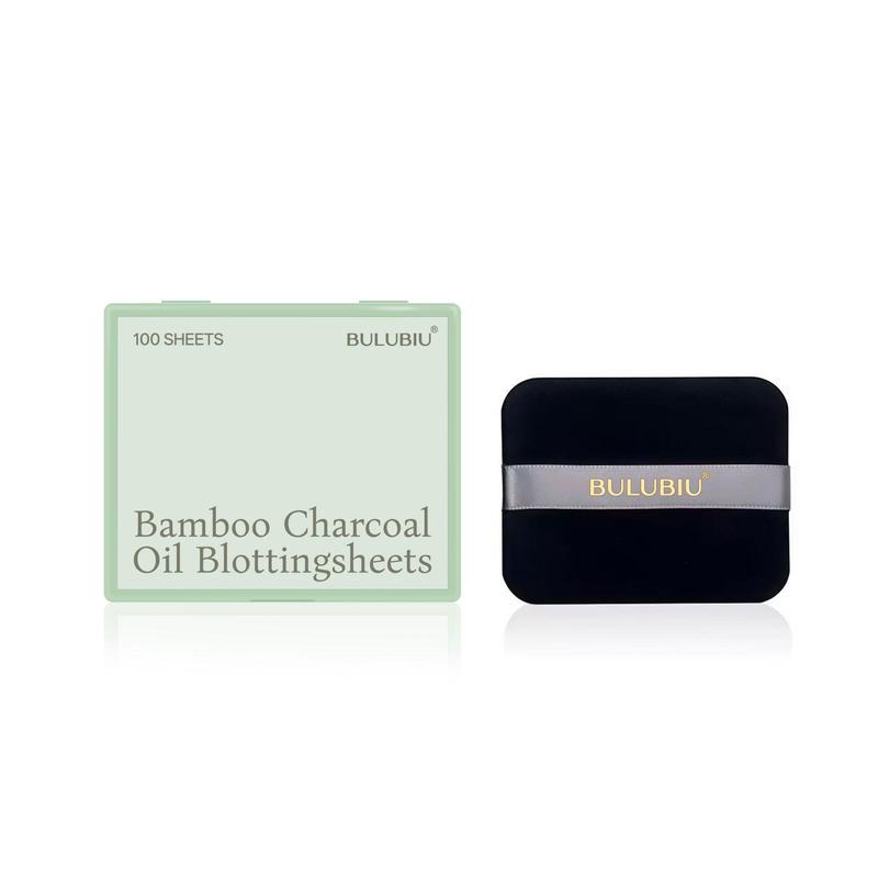 Blotting Papers for Oily Skin & Makeup Lovers - 50 Sheets with Mirror and Powder Puff | Bamboo Charcoal Absorbs Excess Oil, Keeps Skin Fresh and Matte Throughout the Day