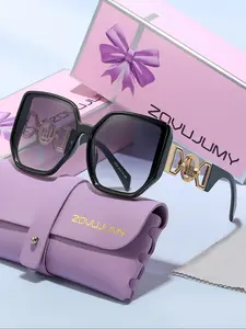 Women's Square Frame Glasses with Decorative Temples, Trendy Summer Accessory for Parties & Gifts, Stylish Design