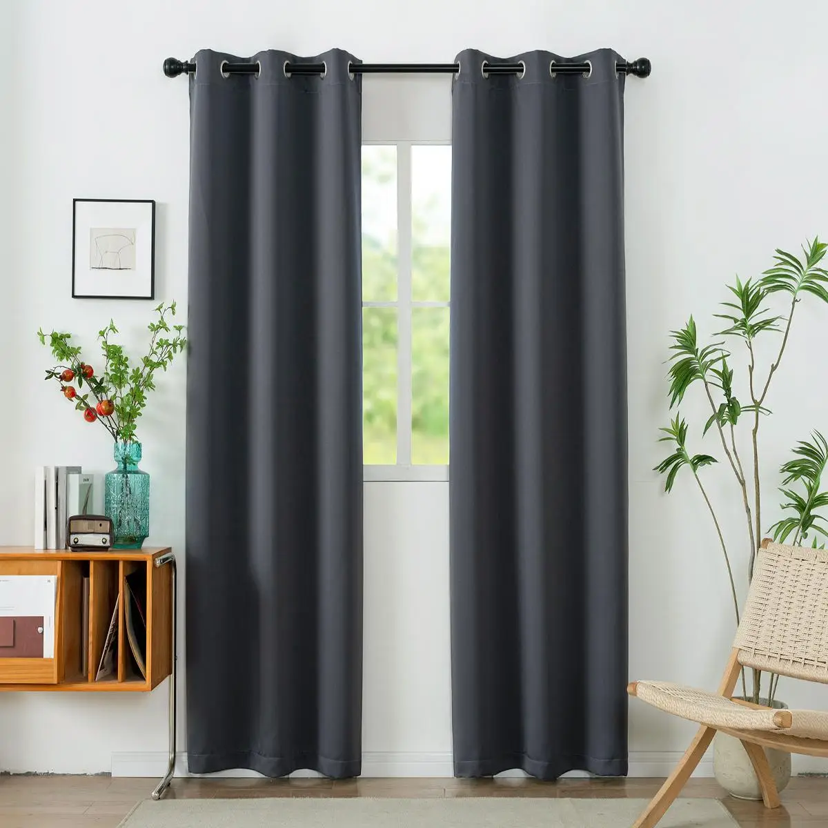 Room Decor Solid Color Curtain, 2 Counts Multi-size Minimalist Modern Blackout Curtains, Christmas Decor, Decoration Curtain for Living Room Bedroom,