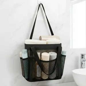 【YASONIC】Mesh Shower Caddy Portable for College Dorm Room Essentials, 8-Pocket Large Shower Basket Tote Bag with 2 Handles for Toiletry, Bathroom, Beach, Camp, Gym | Portable, Quick-Dry, 2 Handles