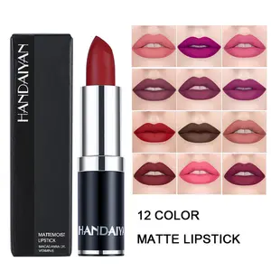 1PC HANDAIYAN 12 Color Matte Moist Lipstick Infused With Macadamia Oil And Vitamin E Long Lasting Non Transfer Waterproof Daily Party Festival Makeup ViralLipstick NudeLipstick GRWMMakeup BeautyHacks MakeupTutorial MatteLipstick LipCosmetics LipMakeup